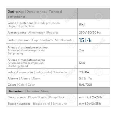 KONDENZVÍZ SZIVATTYÚ ALBATREX 15l/h (AL-925) 60x80 mm